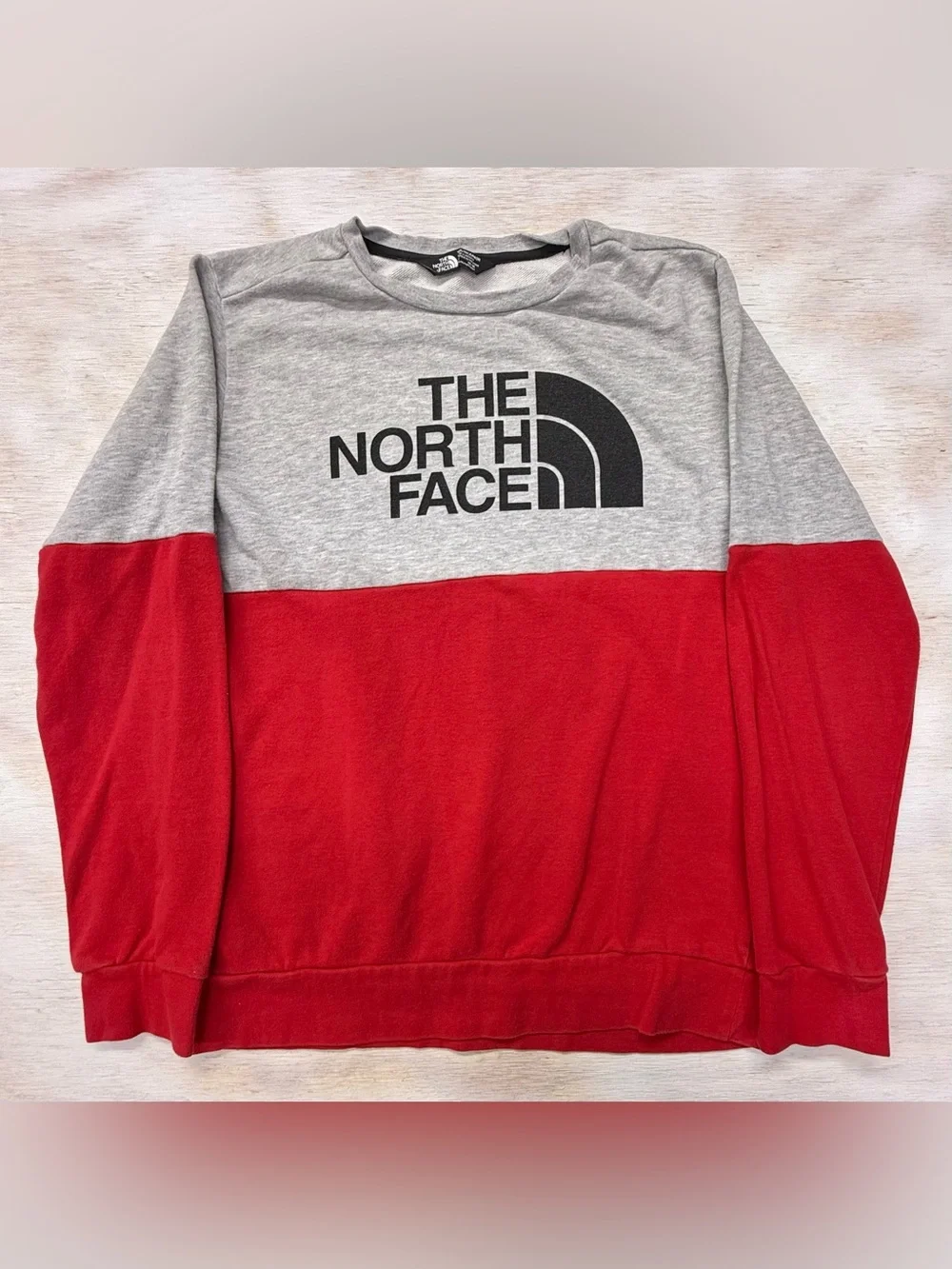 The North Face Gray Crewneck Sweatshirt with Black Neck Trim Boy’s Large